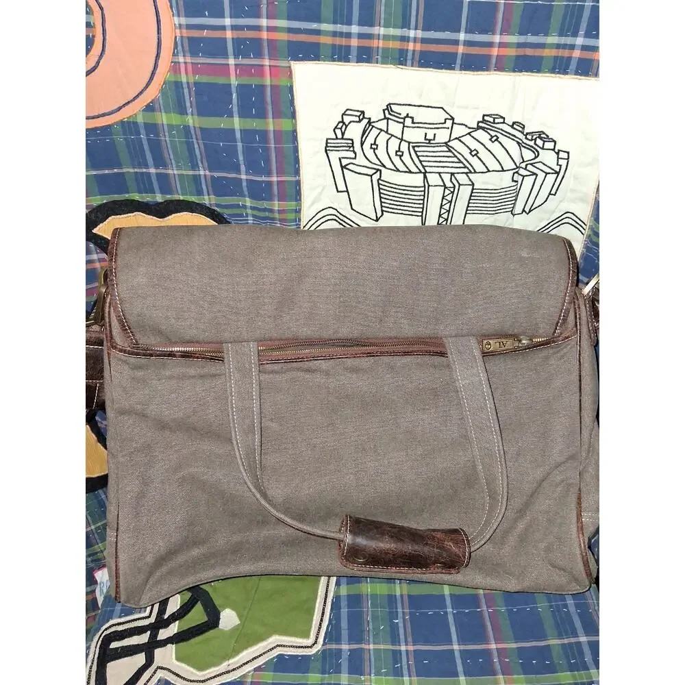 Vintage A. Lazzaro Canvas Leather Laptop Briefcase Messenger Bag Travel Carry On